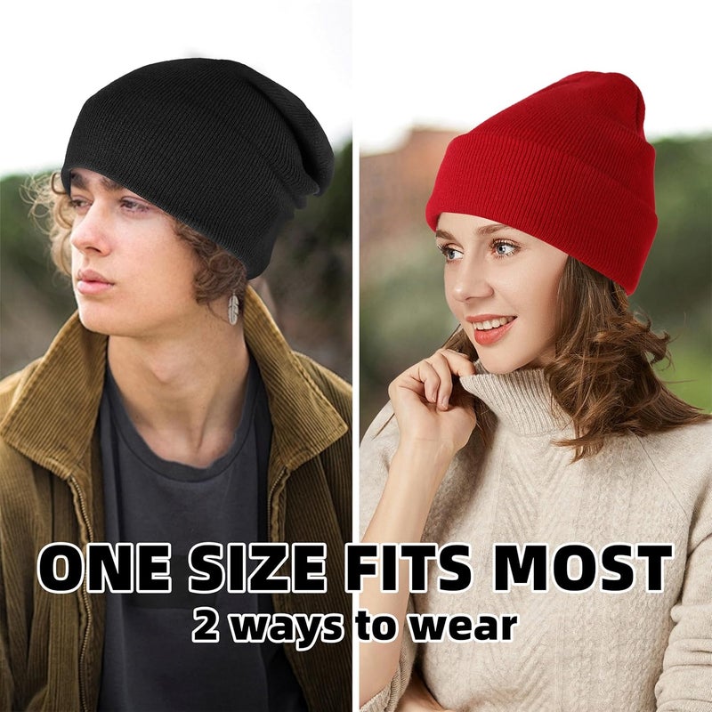 lucdnc Beanies for Men Women 2 Pack Fall Winter Men's Hats Unisex Warm Knit Skullies Beanies Soft Ski Caps - Image 3